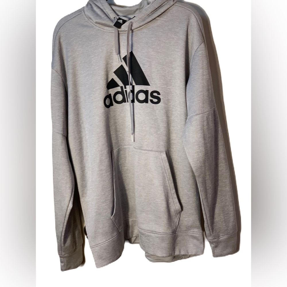 Adidas Climawarm Light Gray Hoodie Long Sleeve Sweatshirt Men's XL ~Excellent~